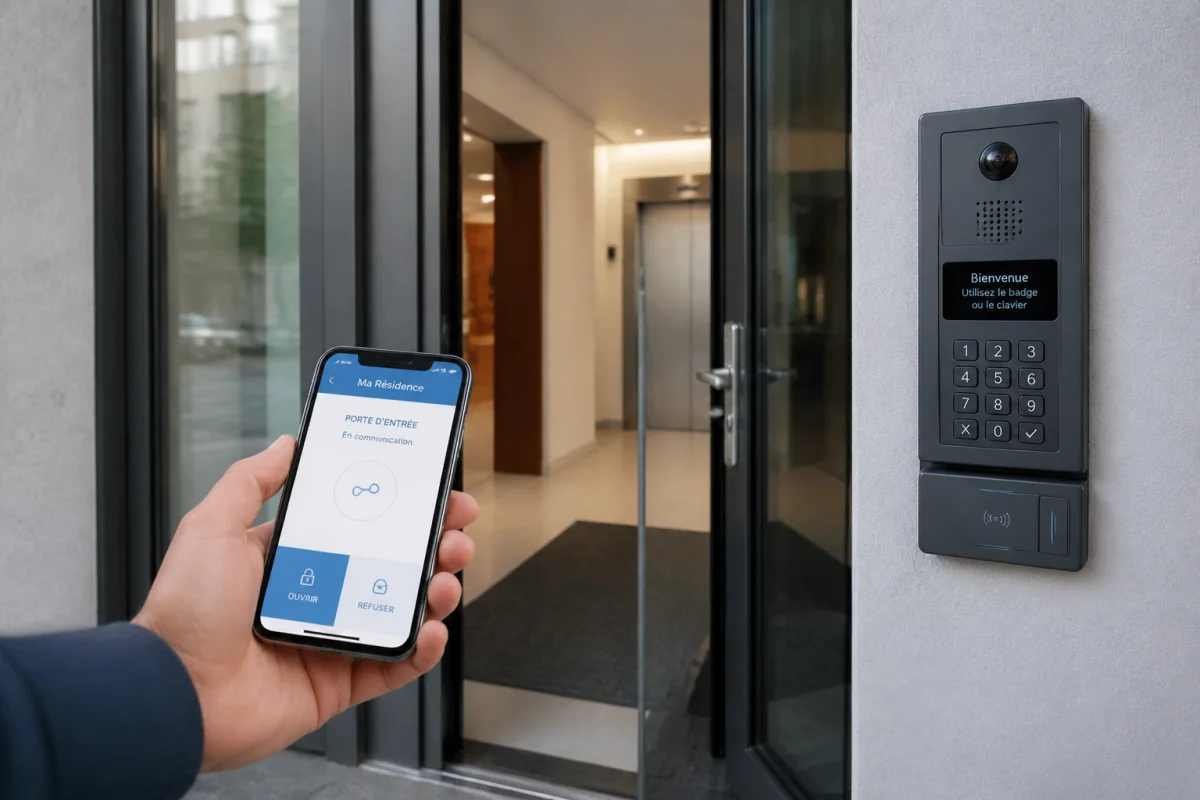 ouverture porte immeuble avec smartphone