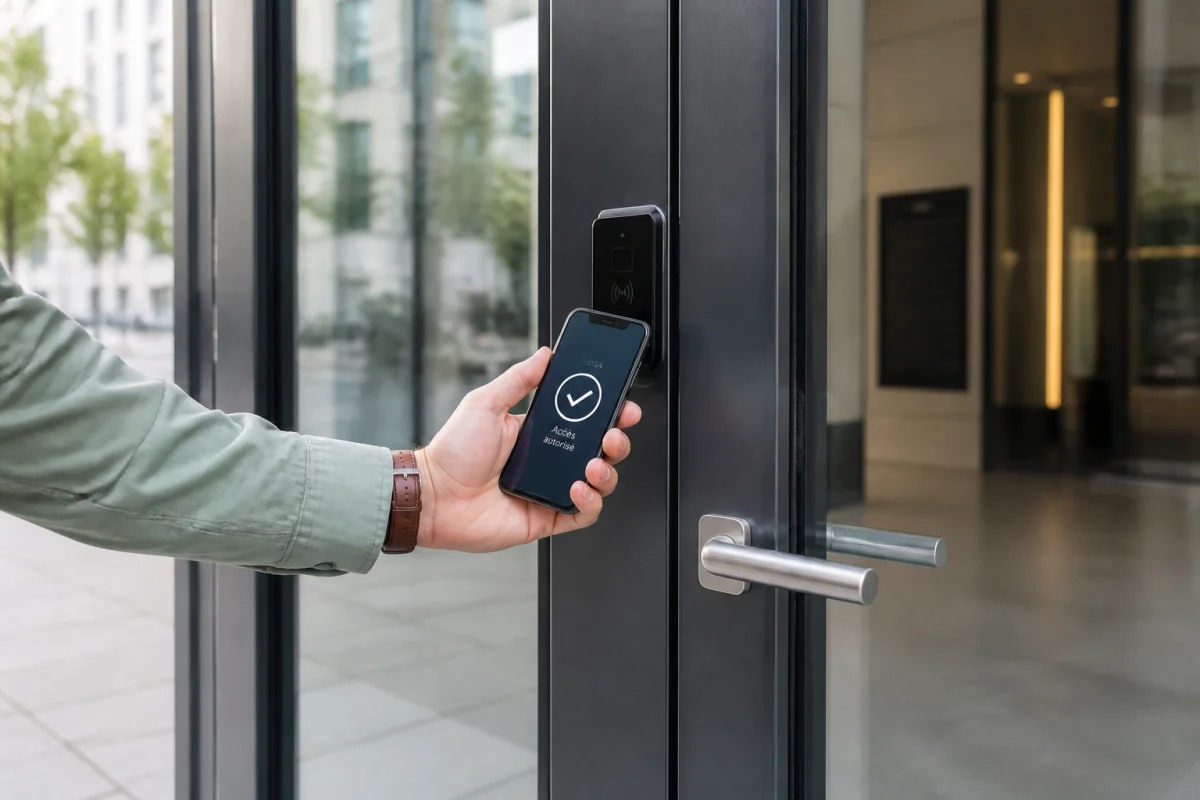 ouverture porte immeuble avec smartphone