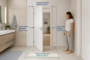 norme sens ouverture porte salle de bain